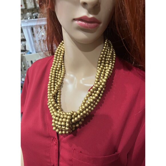 Chunky gold necklace, gold multilayered statement big oversized gold necklace - Picture 4 of 5